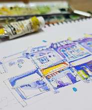 新加坡水彩風光