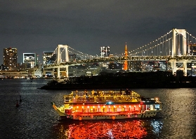 屋形船夜遊東京灣體驗（含東京鐵塔門票&晚餐&日式表演&軟飲）