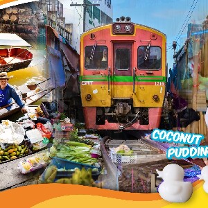 丹嫩莎朵水上市場＆美功鐵道市場一日遊（含椰子甜點）