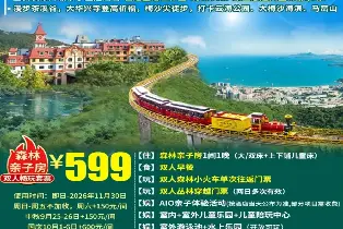 深圳東部華僑城黑森林嘉途酒店 森林親子房（雙早+雙人森林火車+雙人叢林穿越）